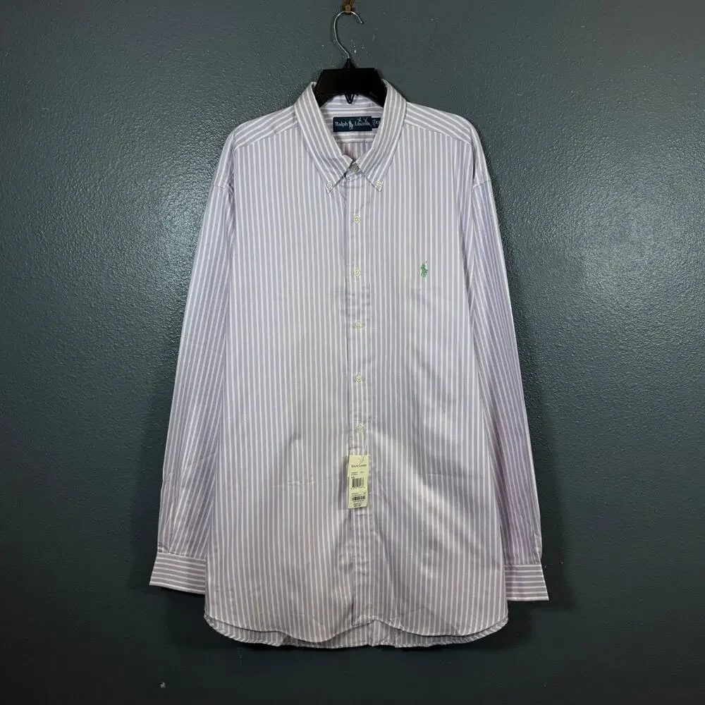 Ralph Lauren XXL men’s pink/white striped Kiawah long sleeve shirt NWT